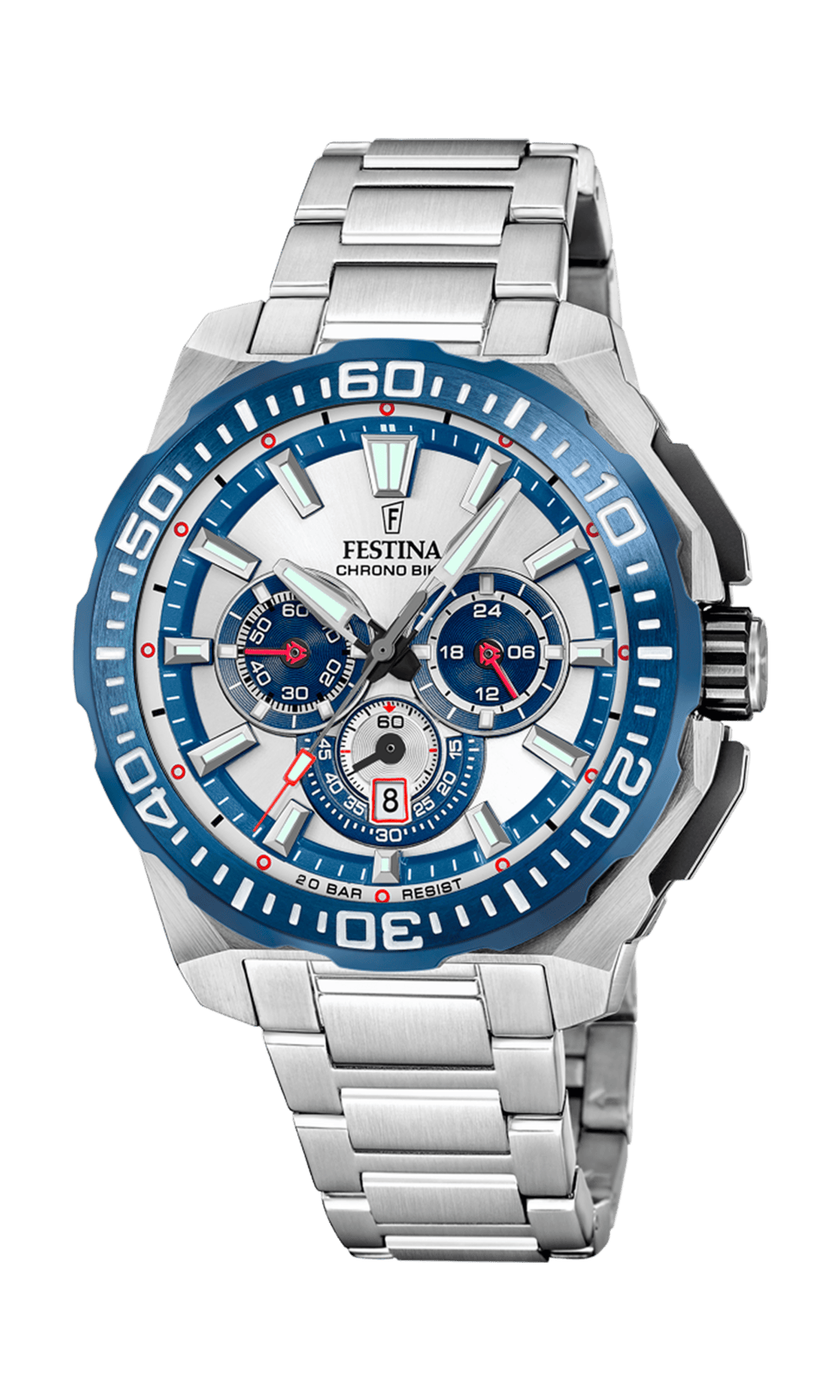 Montre Festina Chronobike F20724/1 Argent, Bracelet Acier, Homme