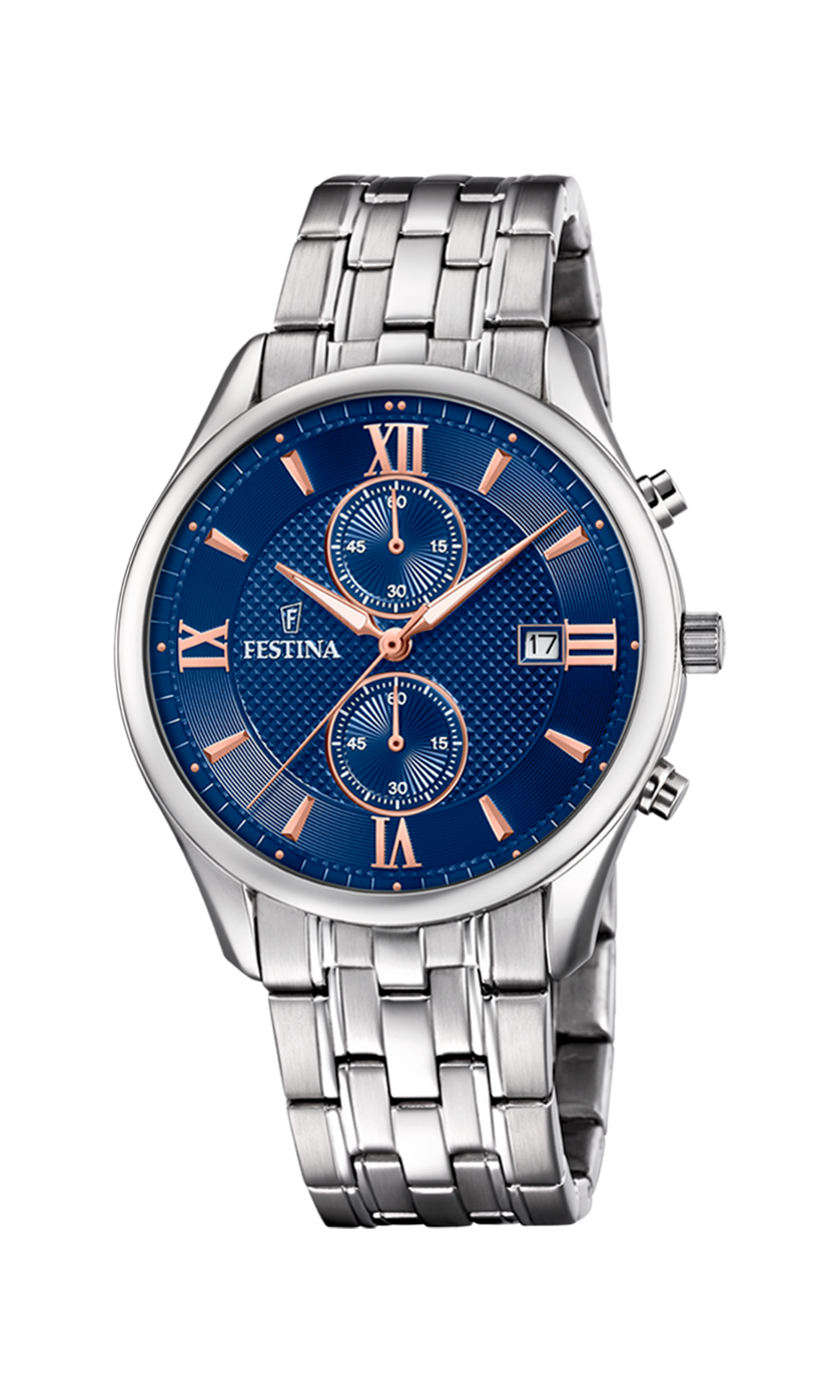 Montre Festina Chronograph F6854/6 Bleu, Bracelet Acier, Homme