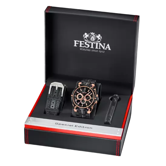 Montre Festina Chronobike F20329/1 Noir, Bracelet Acier, Homme