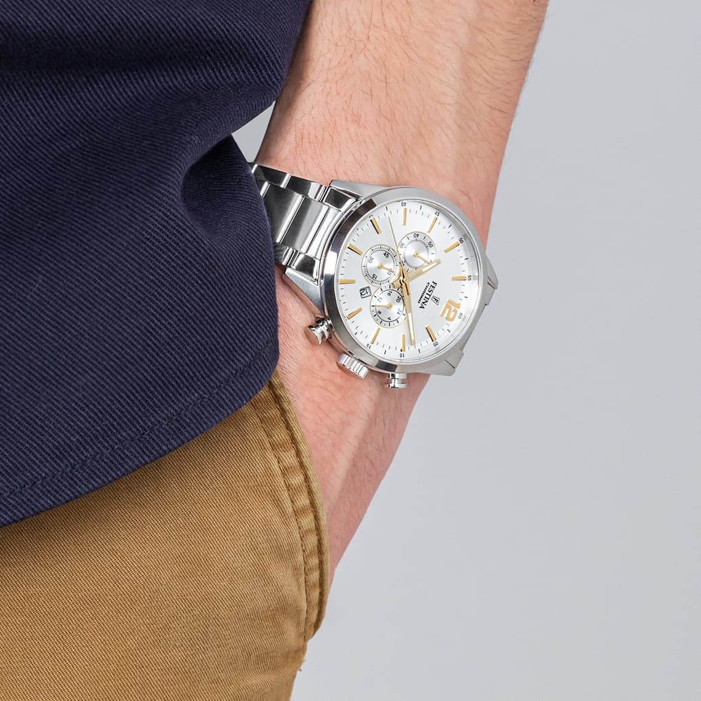 Montre Festina Chronograph F20343/1 Gris, Bracelet Acier, Homme