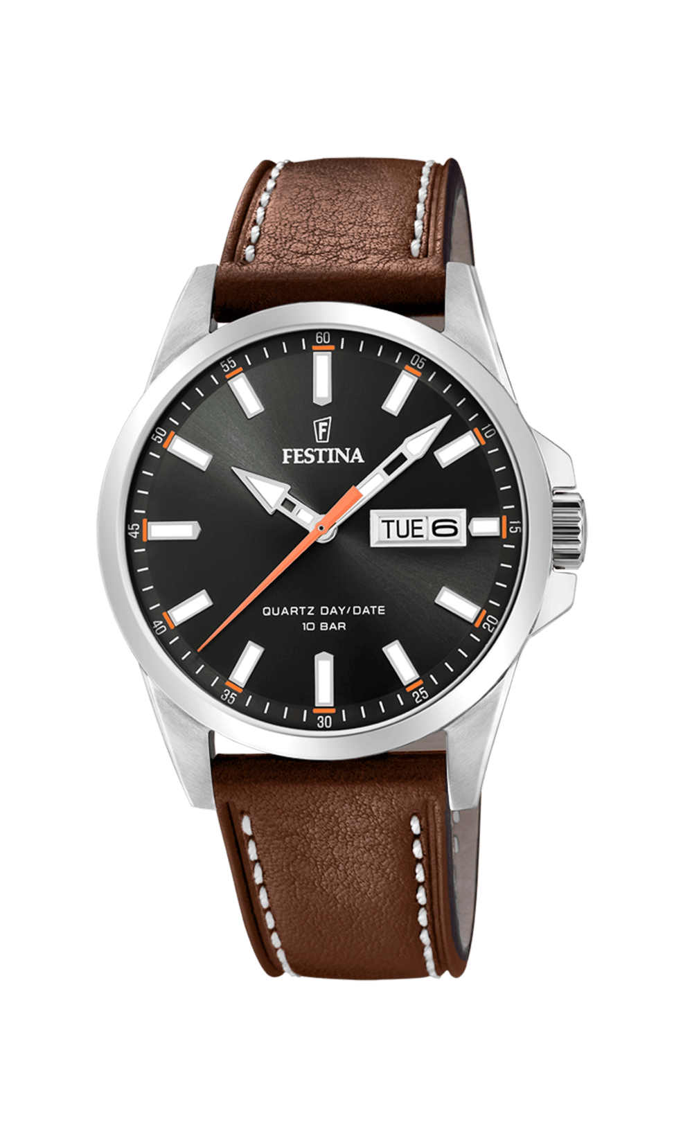 Montre Festina Classics F20358/2 Noir, Bracelet Cuir, Homme
