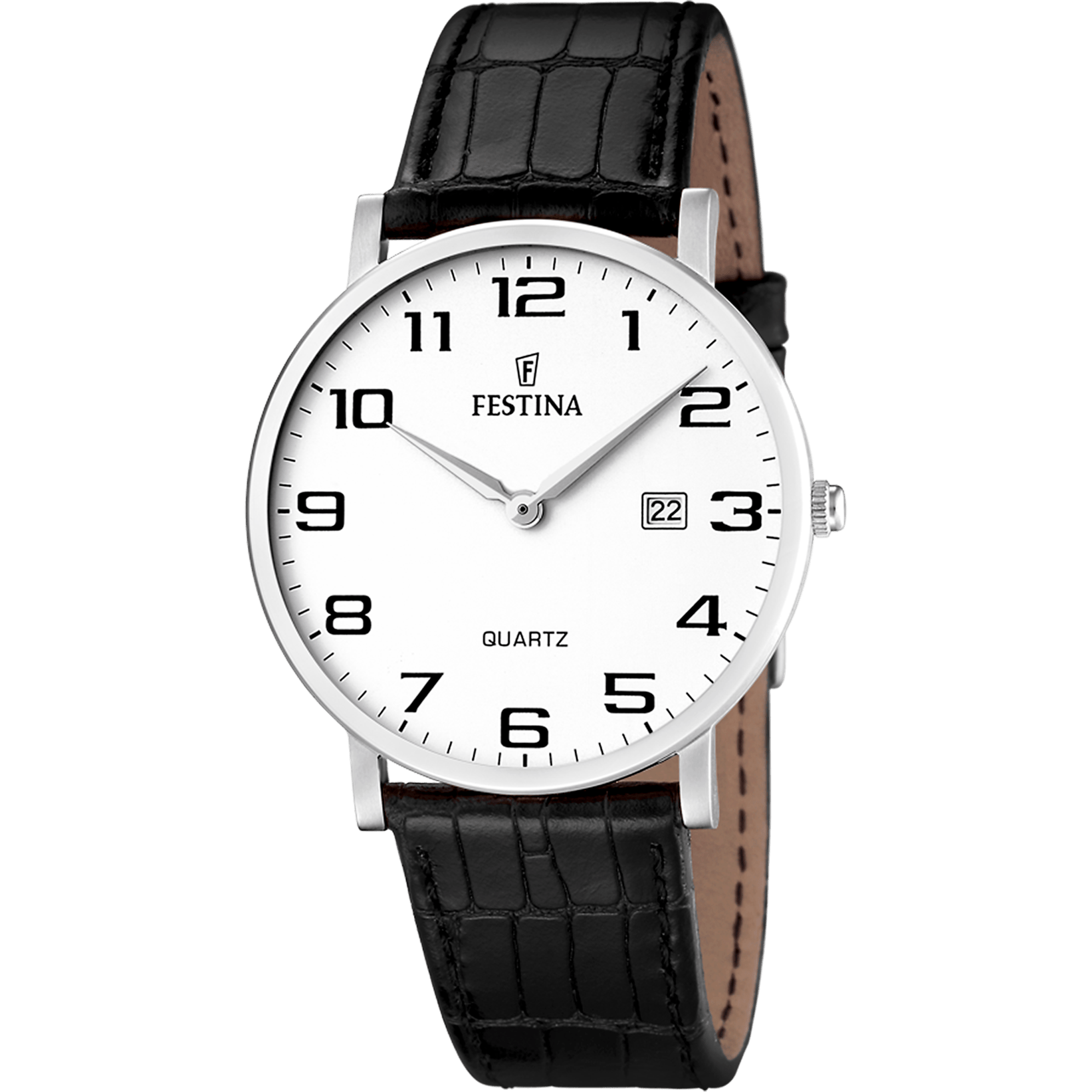 Montre Festina Classics F16476/1 Blanc, Bracelet Cuir, Homme