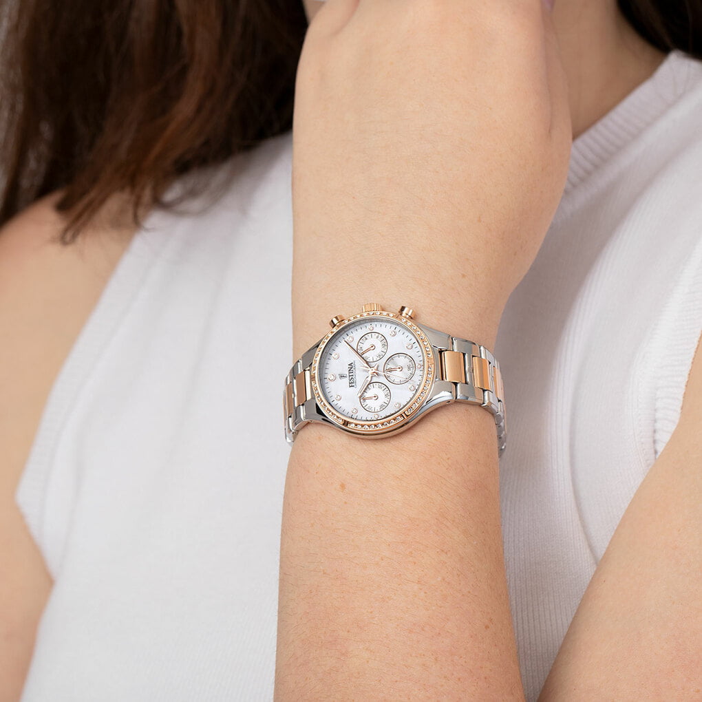 Montre Festina Boyfriend F20403/1 Nacre, Bracelet Acier, Femme