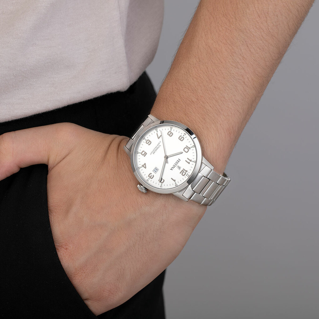 Montre Festina Classics F20435/1 Argent, Bracelet Titane, Homme