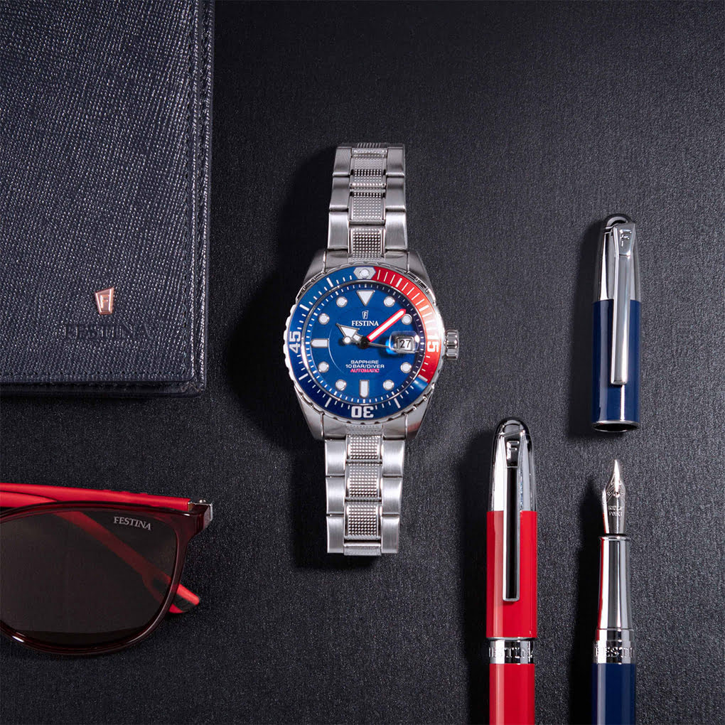 Montre Festina Automatic F20480/1 Bleu, Bracelet Acier, Homme