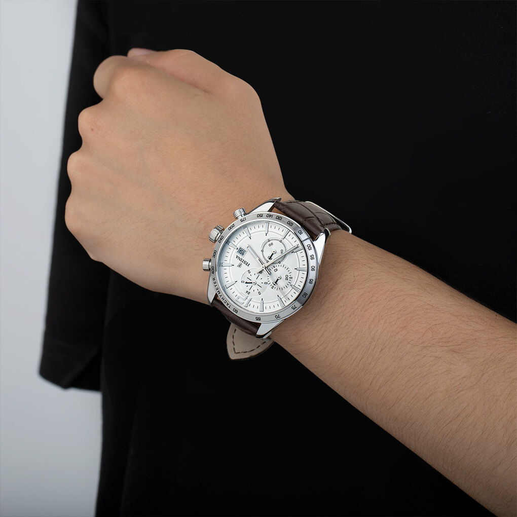 Montre Festina Classics F16760/1 Gris, Bracelet Cuir, Homme
