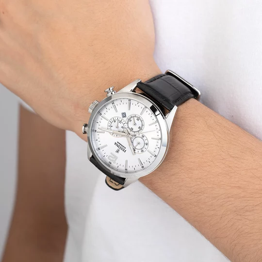 Montre Festina Chronograph F20542/1 Gris, Bracelet Cuir, Homme