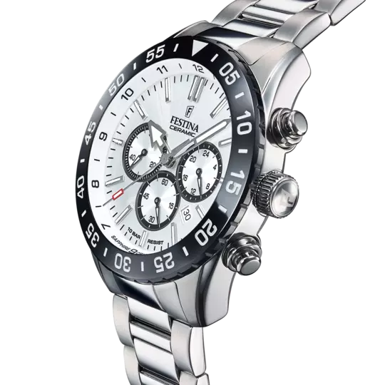 Montre Festina Ceramic F20575/1 Blanc, Bracelet Acier, Homme
