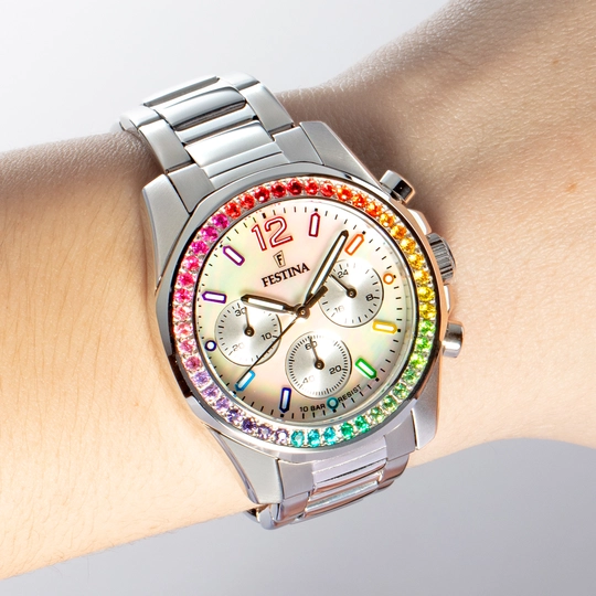 Montre Festina rainbow F20606/2 ivory, Bracelet Acier, Femme