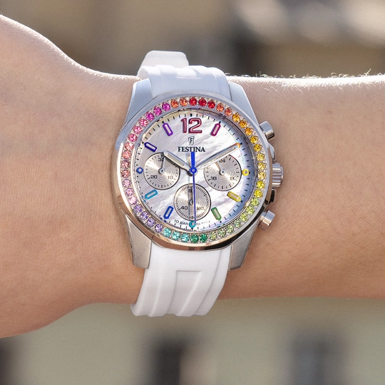 Montre Festina rainbow F20610/2 ivory, Bracelet Caoutchouc, Femme