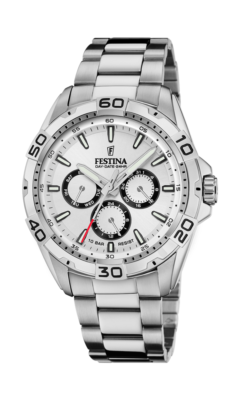 Montre Festina Multifonction F20623/1 Blanc, Bracelet Acier, Homme