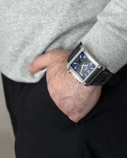 Montre Festina On the Square F20653/1 Bleu, Bracelet Cuir, Homme