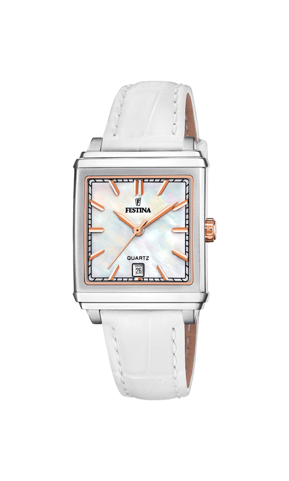 Montre Festina On the Square F20682/1 Beige, Bracelet Cuir, Femme