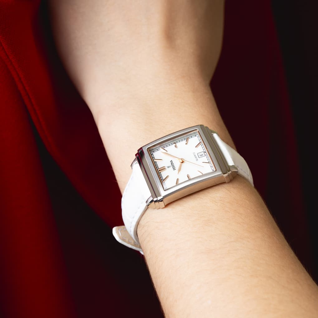 Montre Festina On the Square F20682/1 Beige, Bracelet Cuir, Femme