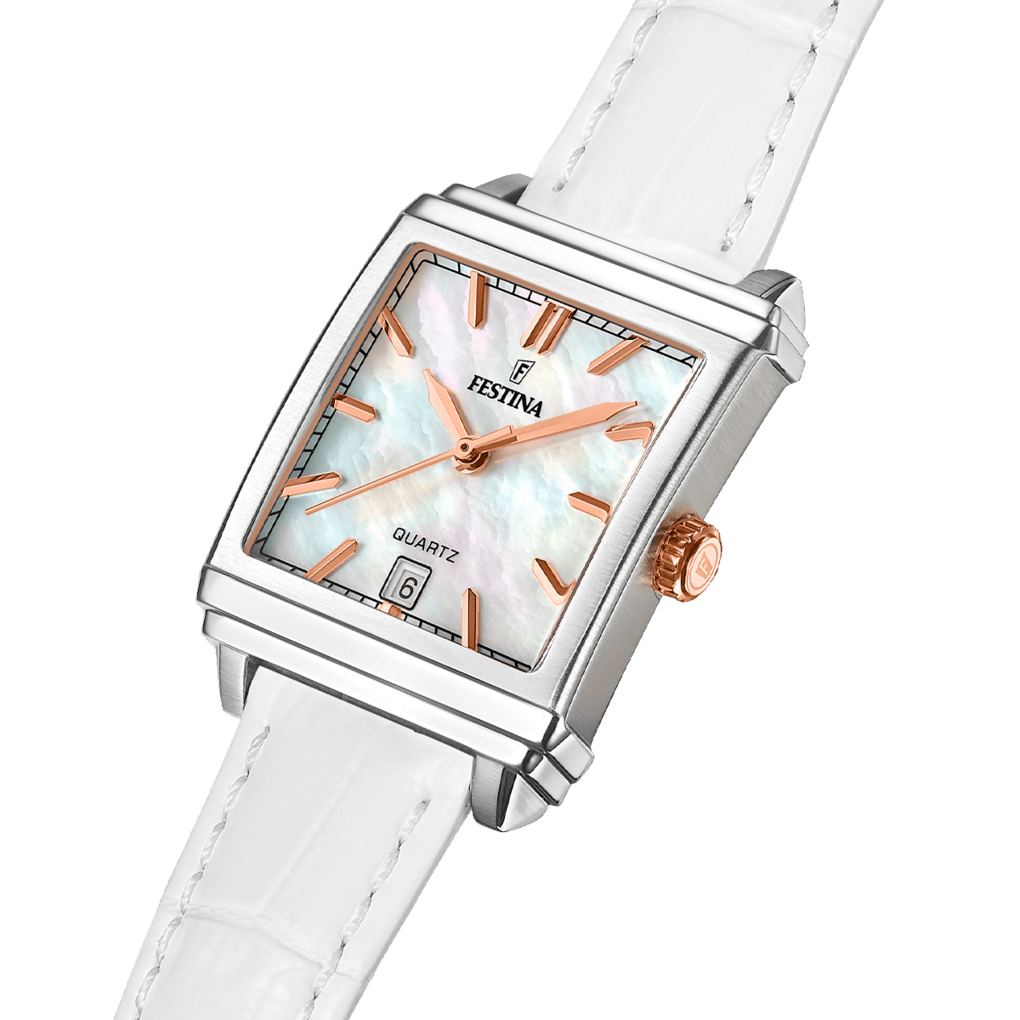 Montre Festina On the Square F20682/1 Beige, Bracelet Cuir, Femme