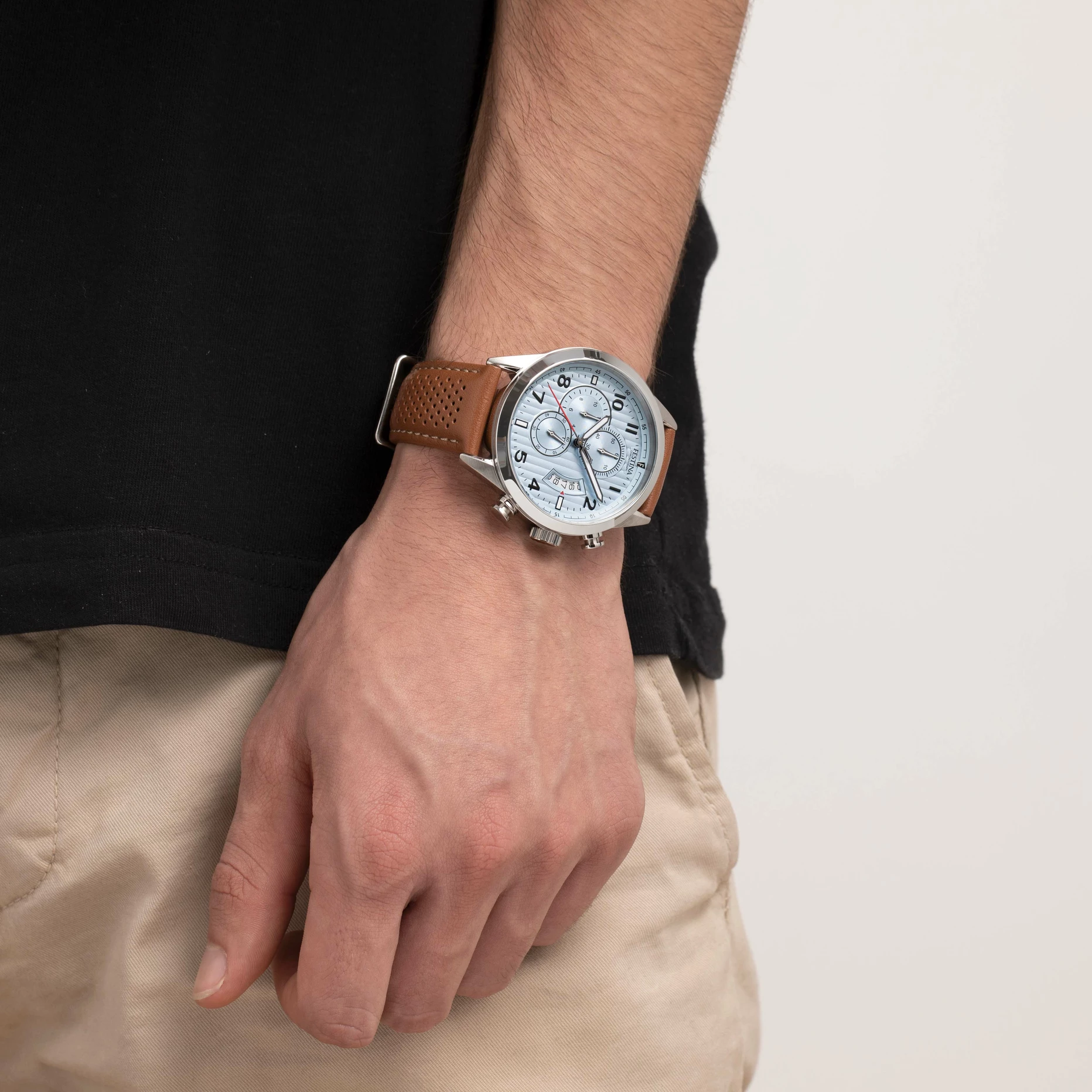Montre Festina Chronograph F20271/4 Bleu, Bracelet Cuir, Homme